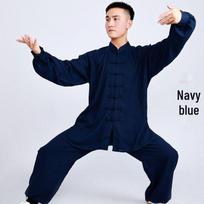 Xiaoheshan vyriški ir moteriški pavasario/rudens medvilniniai-lininiai drabužiai Tai Či kovos menams vidutinio amžiaus ir pagyvenusiems 3XL black
