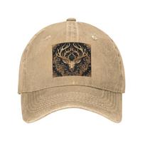 Tree And Life In Norse Deer Baseball Caps Washed Denim Hats Adjustable Casquette Streetwear Baseball Cowboy Hat for Unisex Women One Size beige