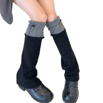 Women Colorblock Knit Foot Cover Socks Gothic Flared Baggy Leg Warmer Streetwear juoda
