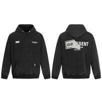American trendy brand represen letter printing terry pure cotton hooded sweater men's and women's tops trendy XL black
