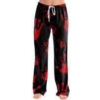 Moteriškos laisvo kirpimo Helovino pižamos kelnės su smagiu raštu jaukiam miegui S juoda