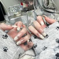 Autumn/Winter Milk Yellow Gradient Cat Nail Stickers - Cute, High-End, Simple Whitening Manicure for Students.
