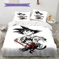 Dragon Ball mielas Son Goku minkštas patogus užvalkalas ant antklodės, vaikų patalynės komplektas dovanai, įvairių dydžių pasirinkimai - HE7 AU Single 140*210cm/55x83in 3pcs