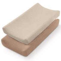Kvėpuojantys medvilniniai muslino kūdikių vystymo pagalvėlės užvalkalai, 2 dalių rinkinys, nuimami ir skalbiami beige