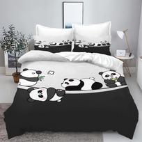 Panda pledo užvalkalų komplektas 3D vaikiškas patalynės komplektas Medvilniniai užvalkalai 3 dalys 1 pledo užvalkalas 100% poliesteris Namų dekoras 200x200cm white