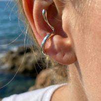 Snake Shape Ear Cuff for Women,  Silver Color Coil Wrap Earrings, No Piercing Punk Jewelry Gift 1pair brown