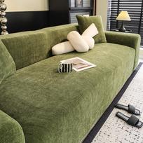 Čenilinė elastinga sofos užvalkalas Žuvies kaulo rašto elastingas sofos užvalkalas Baldų apsauga svetainės sofai 1/2/3 vietų Visų sezonų 4 Seater 235-300cm žalia