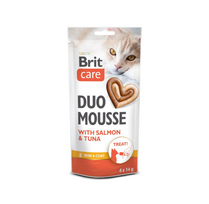 Brit Care Cat Creamy Duo Mousse with Salmon and Tuna tyrelės skanėstai katėms 56 g