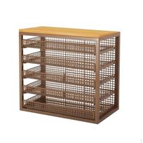 Mesh Desktop Storage Cabinet with Drawers Pullout Tabletop Drawer 5-tier_Coffee-wood gray