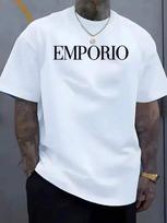 Emporio raidžių rašto spaudinys, apvalios apykaklės, trumpomis rankovėmis, unisex marškinėliai S black