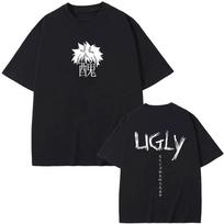 Uglyfacekid Hanzi Merch Grafinis marškinėlis Vyrams Moterims Laisvalaikio Juokingi Manga Drabužiai Marškinėliai Unisex Didesnio Dydžio Vintage Medvilniniai Marškinėliai S gray