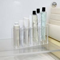 Tiered Tube Display Rack Clear View Design Cosmetic Organizer Freestanding Vanity Tray for facial gray