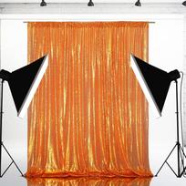 Gold Sequin Photo Backdrop Curtain Panels Stage ForShimmer Birthday Wedding Photograph Baby Shower Decoration Backdrop Fabric W60XH300cm orange