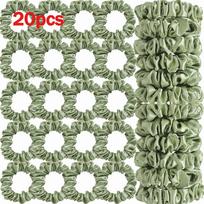 20pcs Pleated Satin Small Intestine Hair Ties, High Elasticity and Durable, for Ponytails, Buns, and Hair Accessories beige