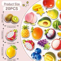 Set of 20 3D Fruit Refrigerator Magnets - Educational Waterproof Soft Magnetic Stickers for Kids yellow