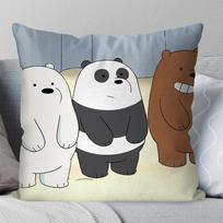 We B-Bare B-Bears Cartoon Fairy Tales Pillow Case Square Pillow Bedroom Sofa Leisure ComfortCarLiving Room Home Decoration 40X40 16x16Inch gray