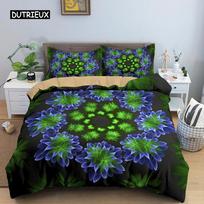Mandala Gėlės Antklodės Užvalkalų Rinkinys Bohemiškas Antklodės Užvalkalas Egzotiškas Gėlių Paaugliams Suaugusiems Dvigulė Karalienė Karališka Dydis Poliesterio Antklodės Užvalkalas EU single(135x200cm)