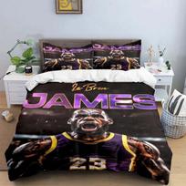 Hot Sale Basketball Star Print Bedding Set A-Lebron J-James Duvet Cover Pillowcase Set For Boys Bedroom Decor Gift 135x200cm