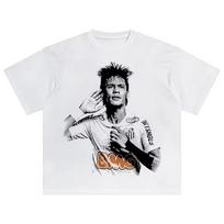 Vintage JR Neymar Soccer Athlete Graphic T Shirt Unisex Retro Distressed Football Print Oversized Cotton Hip Hop Streetwear Tee 110 white