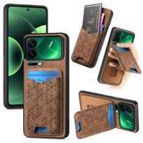 Reljefinis Retro prabangus magnetinis RFID kortelių dėklas odinis telefono dėklas skirtas Xiaomi 17 Pro Max 17Pro 15T su stoveliu atsparus smūgiams dėklas Xiaomi 14 Pro