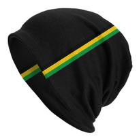 Custom Jamaica Flag Stripes Skullies Beanies Caps Unisex Winter Warm Knit Hat Men Women Cool Adult Bonnet Hats Outdoor Ski Cap One Size black