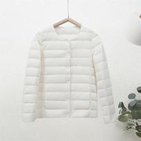 Lengvas ir šiltas baltas ančių pūkinis paltas moterims, paprasti ir stilingi viršutiniai drabužiai XXXL beige