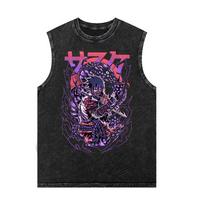Vasarinis Japonijos Naruto Anime trumpomis rankovėmis liemenė sporto salės marškinėliai vintažiniai skalbti Harajuku gatvės vyriški moteriški be rankovių tank topas 3XL black