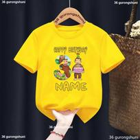 Curious George Cute Monkey Print Cartoon Boys Clothes 1 2 3 4 5 6 7 8 9 Years Birthday Number Kids T Shirt Baby Girls T-Shirts 150 yellow