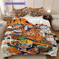 Anime-Naruto Soft and Comfortable Duvet Cover, Children's Bedding Set Gift, Extra Large Size, Various Sizes Available LXR43 AU Single 140*210cm/55x83in 3pcs orange