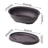Oval Bonsai Pots Plastic Rectangular Flowerpot with Tray Drainage mitation Purple Clay Bonsai Pot Outdoor Growing Pot Home Decor as picture gray
