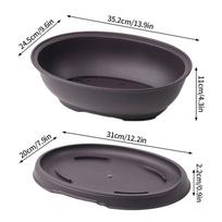 Oval Bonsai Pots Plastic Rectangular Flowerpot with Tray Drainage mitation Purple Clay Bonsai Pot Outdoor Growing Pot Home Decor as picture gray