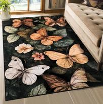 3D Drugelio Kilimas Rožinis Gėlių Raštas, Modernus Namų Dekoras Gėlių Drugelis Neslystantis Kilimas - Vintažinis Kilimas - Spalvingi Kvadrato Formos Kilimai Patalpoms 80x120cm brown