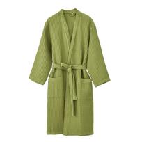 Japoniškas medvilninis gofruotas Yukata chalatas: Visasezoninis chalatas vyrams ir moterims M beige