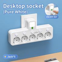 ES prailgintuvas – AC lizdai su USB ir Type-C parinktimis, individualūs jungikliai + naktinis apšvietimas, galimas 2 versijomis 【A】Jack*5 balta