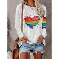 Rainbow Print, Laisvalaikio marškinėliai ilgomis rankovėmis su kaklu, pavasariui ir vasarai, moteriški drabužiai 7XL gray