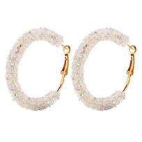 Glitter Crystal Hoop Earrings for Women Big Round Dangle Earrings Wedding Party Statement Earring Geometric Jewelry Gift white