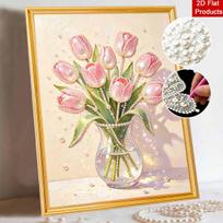 Pearl tulip flower vase painting kit painting art handmade diy home decoration painting 30x40 beige