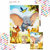 Disney Dumbo Bambi Simba Thumper diamond painting mosaic diamond art painting kit handmade diy home decoration Round 30x40cm beige