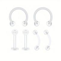 6Pcs UV Rook Multicolor Nose Rings Hoop Earrings Eyebrow Ring Lip Labret Studs Acrylic Flexible Cartilage Ear Piercing Jewelry white