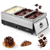 VEVOR Chocolate Melting Machine, 3 Tanks 12.2 kg Choc Commercial Melter, 1200W High Power, Water Bath Heating System, Stainless Steel Body 55 x 34.5 x 21 cm