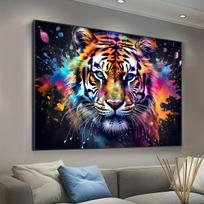 Colorful Tiger Tapestry Vibrant Animal Art Wall Hanging Modern Living Room Decor Abstract Wildlife Print 100X150CM blue