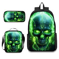 Kaukolės Spausdinimo Mokyklinė Kuprinė Paaugliams 20L Talpa Oksfordo Audinys Paminkštintos Petnešos Daugybė Spalvų 3-piece set