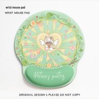 Stain-Resistant Cute Round Mouse Pad with Memory Foam Wrist Rest - Non-Slip Design for Girls šviesiai žalios spalvos