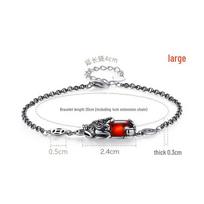 S925 Sterling Silver Pixiu Bracelet: Chinese Retro Style Good Luck Jewelry for Men and Women 925 Sterling Silver