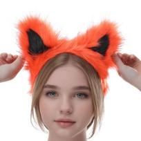 Cats Foxes Wolf Ears Headband Cosplay Hair Accessories Animal Ears Hair Hoop for Christmas Halloween Party Costume 1 red