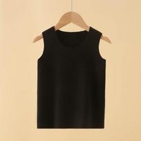 Vaikiška berankovė žieminė liemenė su vilnos pamušalu, be siūlių, balta camisole tipo marškinėliai su pilvo apsauga berniukams ir mergaitėms 130cm (Recommended height: 120cm) juoda