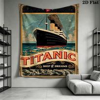 Titanic vintage style Pattern Home Decor Tapestry, Wall Hanging, Decorative RV Wall Cloth.XGT0914507 100cm x 150cm gray