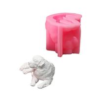 3D Šuns Gyvūno Statula Silikoninės Žvakių Formos Epoksidinės Dervos Silikoninės Formos Žvakėms Muilui Fondantui Šokoladui Tortų Kepimui pink