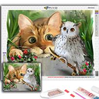 5D DIY Diamond Painting Cross Stitch Cute Little Animals Cat, Dog, Panda Diamond Embroidery Mosaic Wall Art Home Decoration Full Round 40X50CM