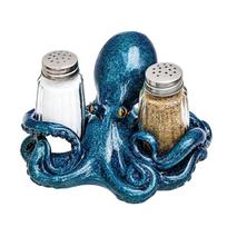 Tabletop Pepper and Salt Shaker Holder Resin Coastal Animal Statue Seasoning Bottle Organizers for Dining Table, Cafees Display, and Countertops gray